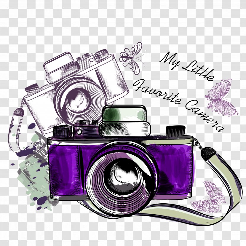 Camera Photography Clip Art - Raster Graphics - Purple Simple Decoration Pattern Transparent PNG