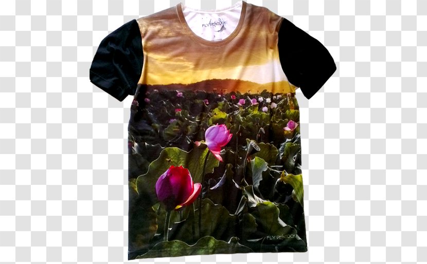 T-shirt Sleeve Flowering Plant Outerwear - T Shirt - Lotus Pond Transparent PNG