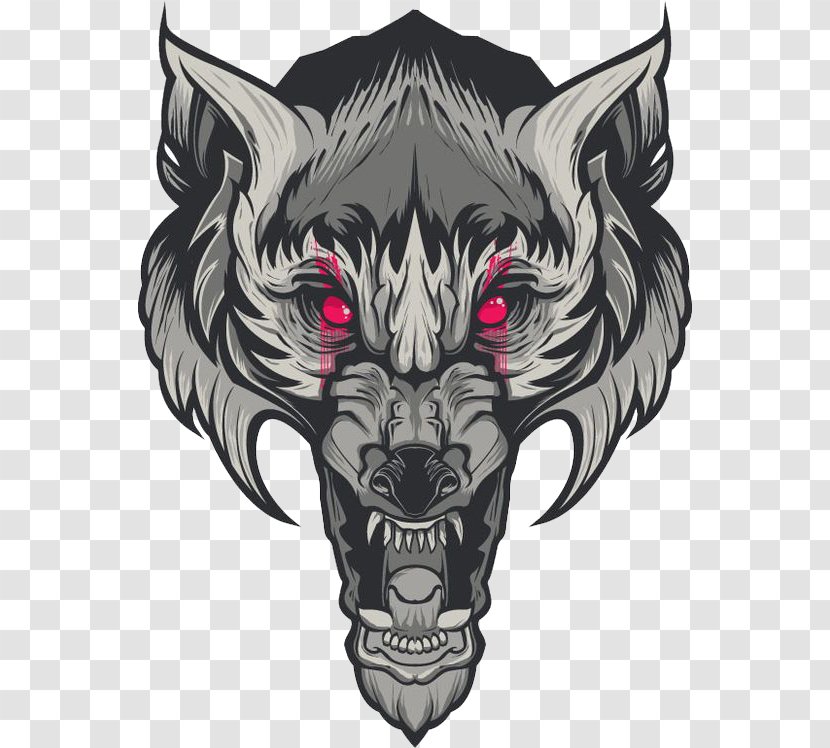 Red Eye Black And White Green Blue - Gold - Red-eyed Wolf Creative Perspective Transparent PNG