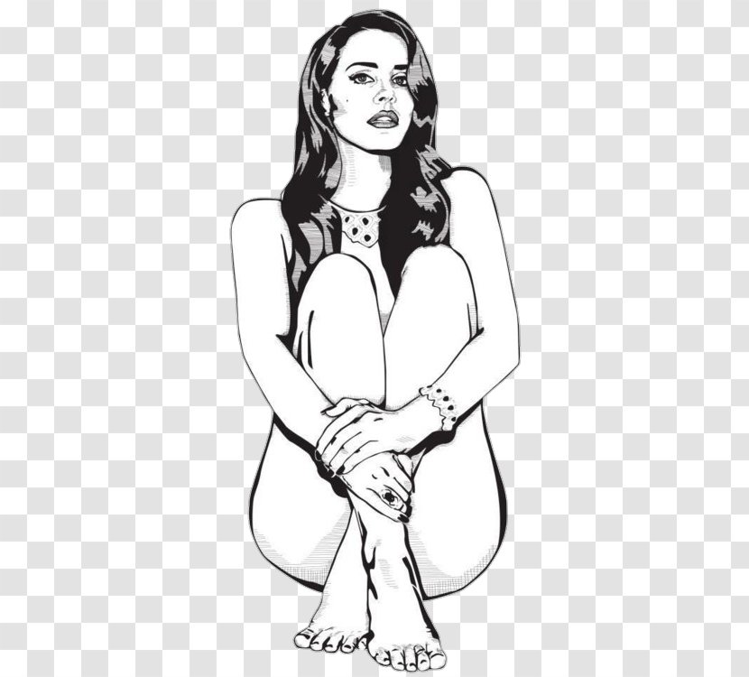 Lana Del Rey Coloring Book Drawing Black And White - Cartoon - Silhouette Transparent PNG