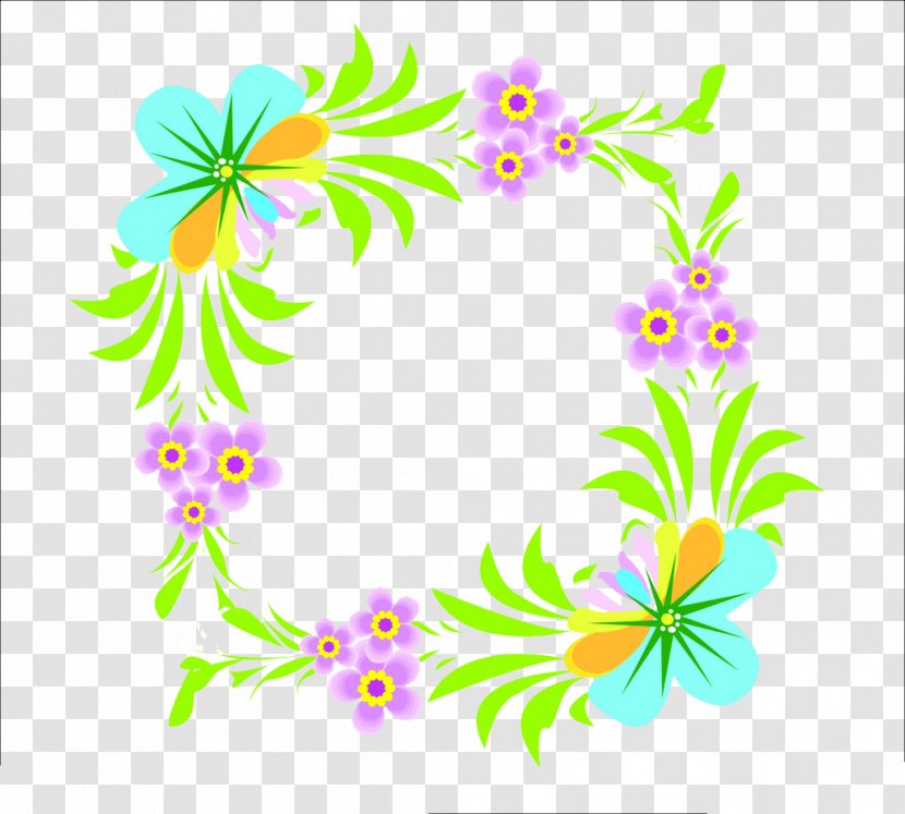 Floral Design Flower Cartoon - Rectangle - Free Garland Pull Material Picture Transparent PNG