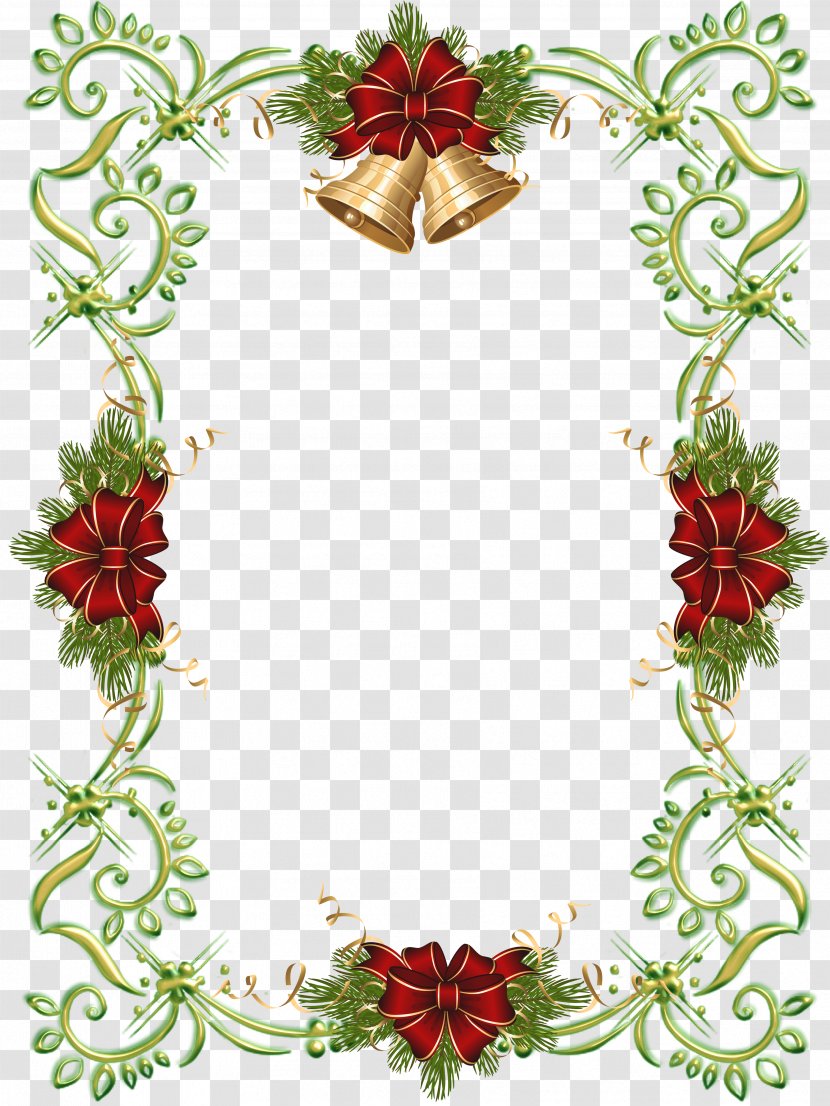 Borders And Frames Christmas Santa Claus Clip Art - Plant - Ornament Frame Transparent PNG