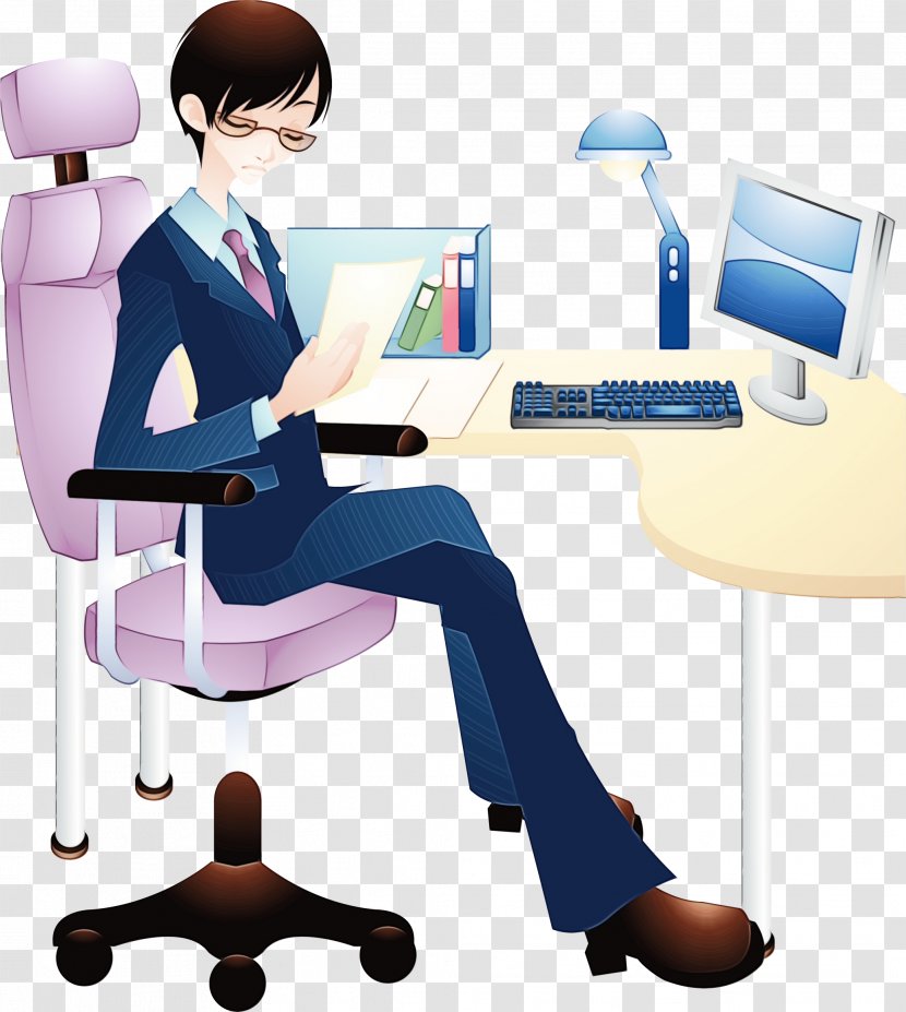 Watercolor Business - Office Chair - Whitecollar Worker Secretary Transparent PNG