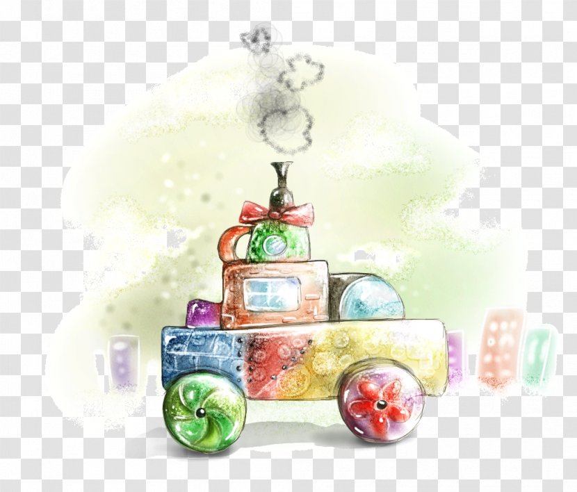 Toy Train - Cartoon Hand Colored Transparent PNG