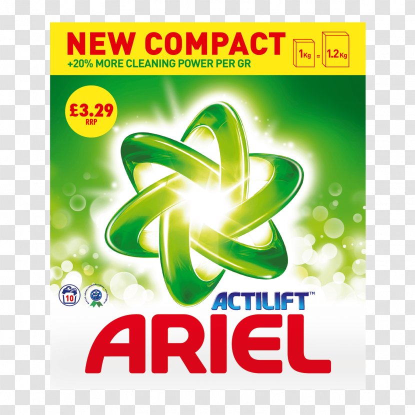 Ariel Laundry Detergent Biological Powder Stain Removal - Logo - Washing Transparent PNG
