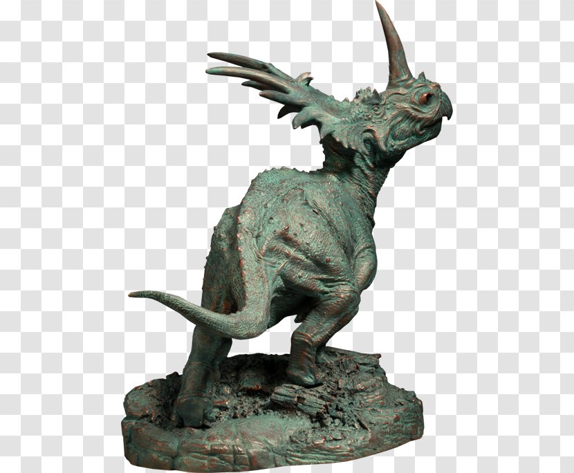 The Dinosauria Bronze Sculpture Styracosaurus Velociraptor - Mythical Creature Transparent PNG