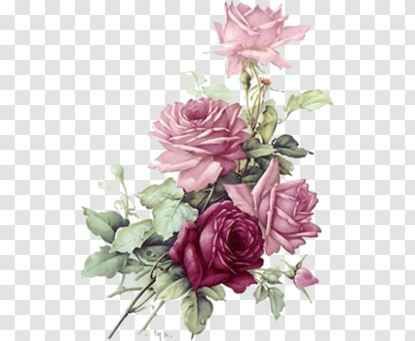 Rose Flower Bouquet Blue Antique - Vintage Transparent PNG