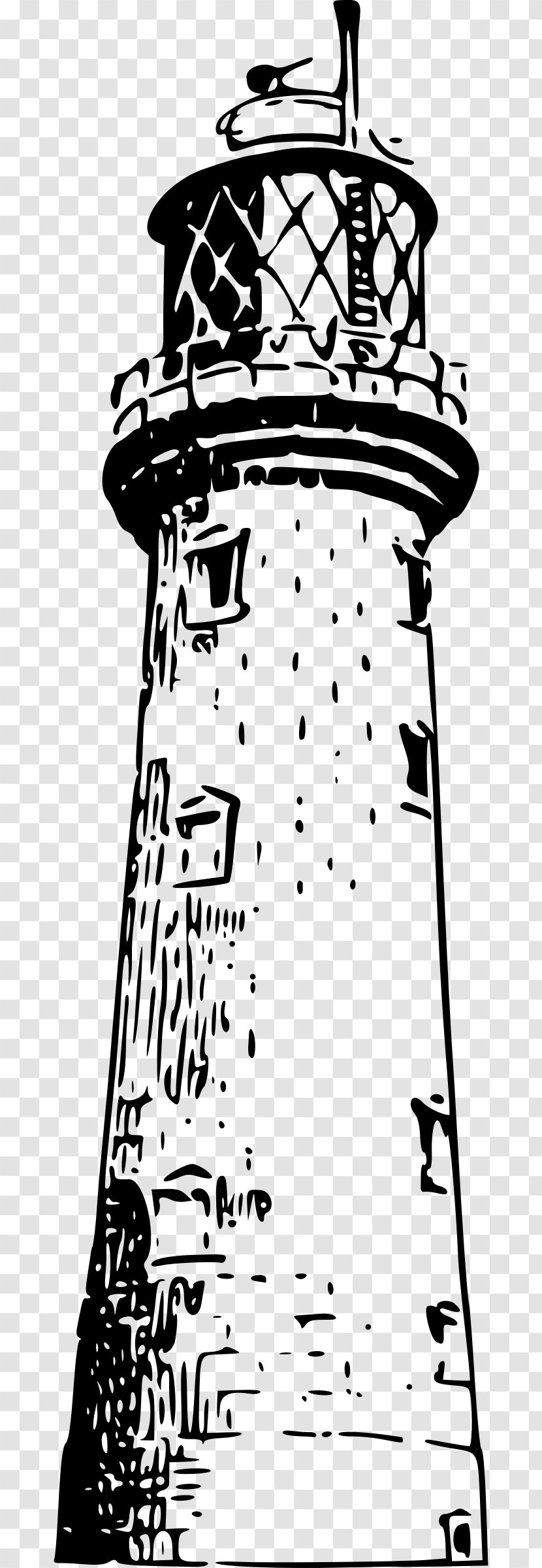 Lighthouse Tower Clip Art - Black And White Transparent PNG