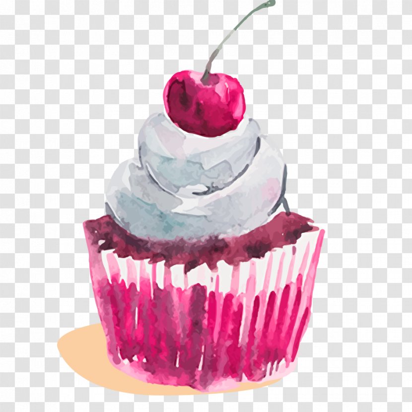 Cupcake Watercolor Painting Dessert - Cake Transparent PNG