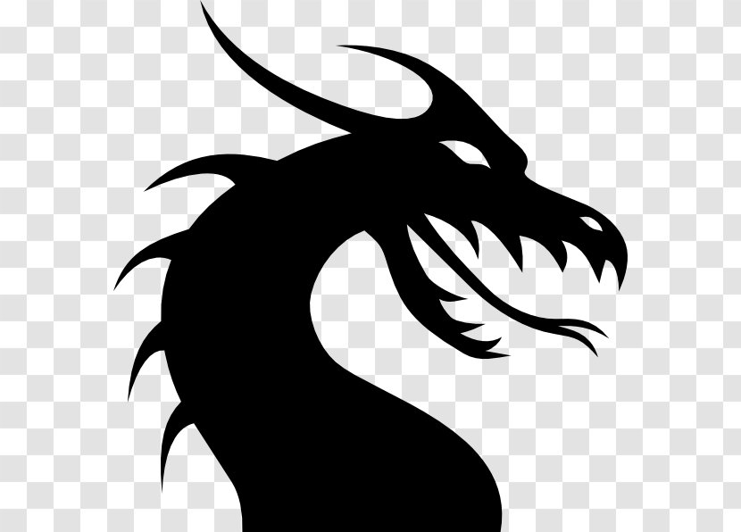Silhouette Dragon Clip Art - Mythical Creature - Head Transparent PNG