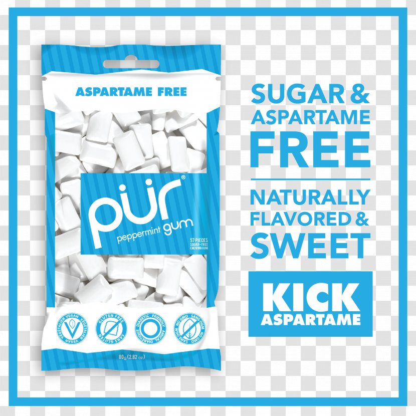 Chewing Gum PÜR Mint Sugar Substitute Aspartame - Sweetness Transparent PNG