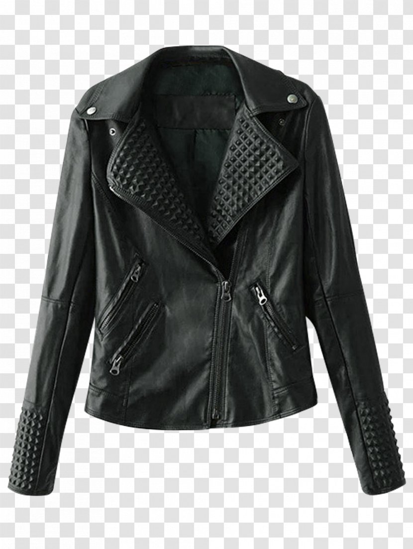 Leather Jacket Zipper Sleeve Coat - Clothing - Long Pajamas Transparent PNG