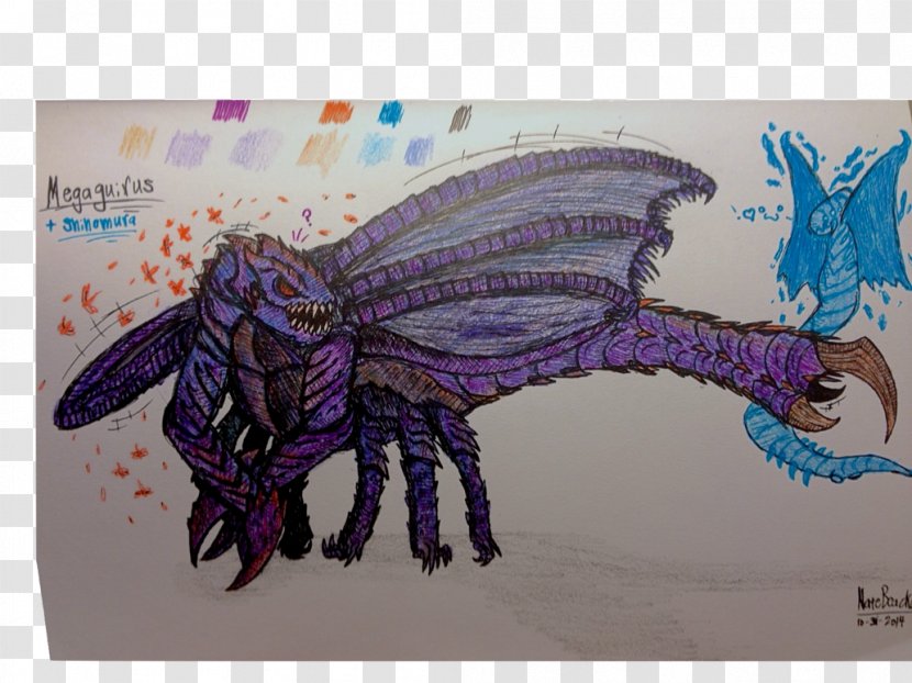 Megaguirus Drawing Godzilla Fan Art - Hanging Scroll - Vs Transparent PNG
