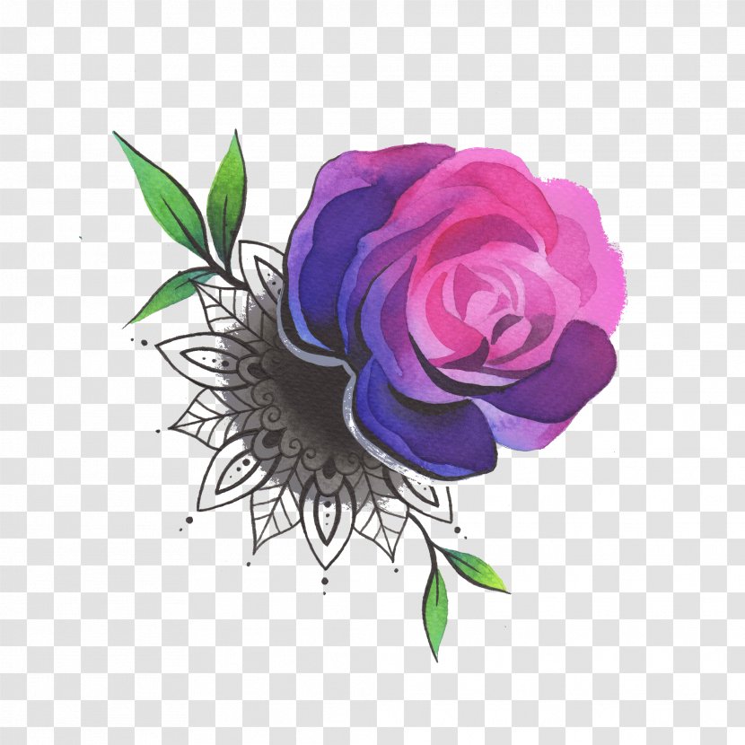 Garden Roses Centifolia Tattoo Flower - Mandala Transparent PNG