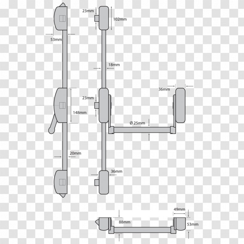 Crash Bar Lock Door Chain Latch - System - Panels Transparent PNG