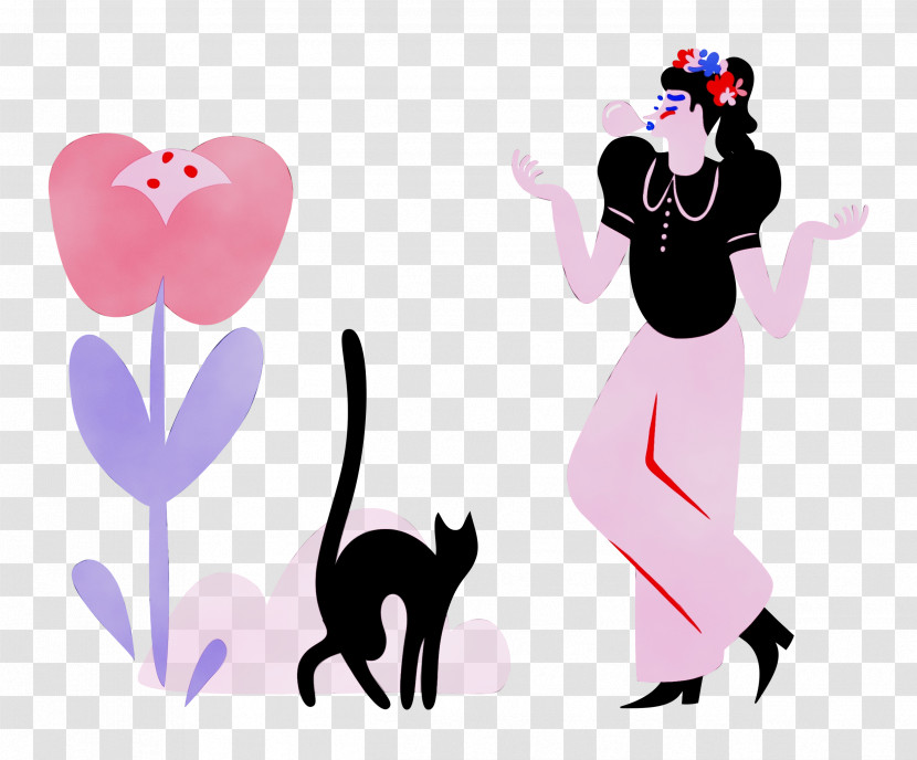 Cat Cartoon Character Heart Happiness Transparent PNG