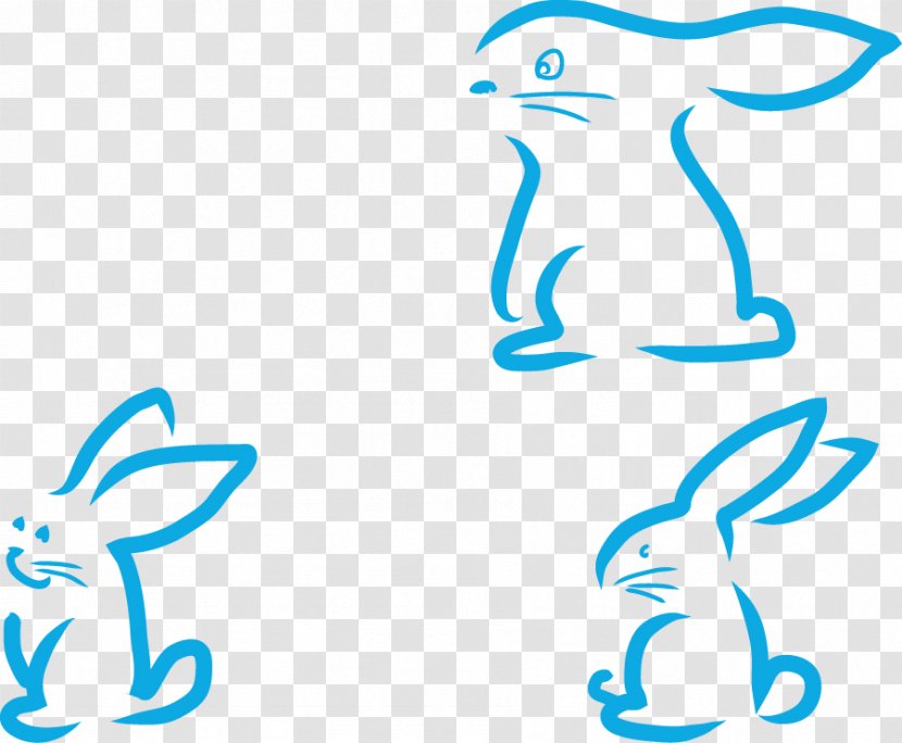 Easter Bunny Hare Rabbit Illustration - Logo - Line Drawing Vector Transparent PNG