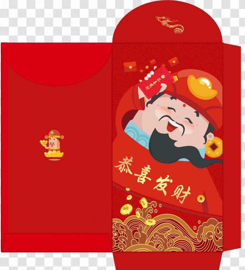 Chinese New Year Red Envelope - God Of Wealth Transparent PNG