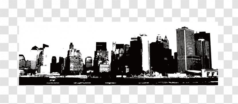 Skyline Building Illustration - Monochrome Photography - City ​​building,City Silhouette,Hand Painted Transparent PNG