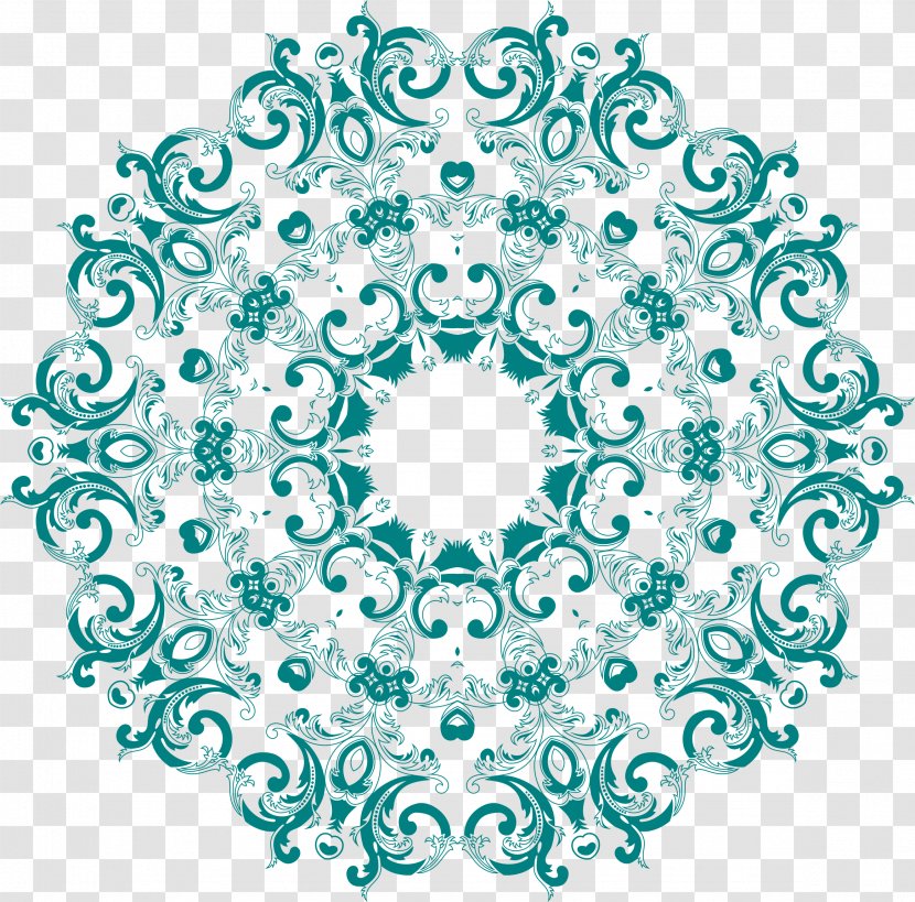 Flower Floral Design Clip Art - Turquoise - Ornament Transparent PNG