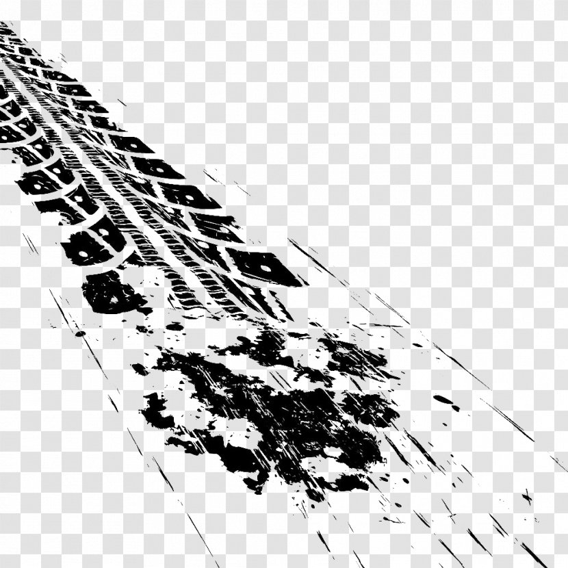 Car Tire Tread Skid Mark - Black And White - Wheel Printed Tires Transparent PNG
