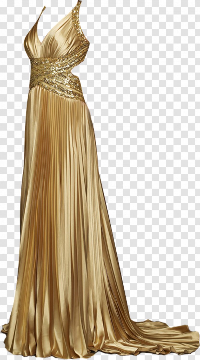 Dress Evening Gown Gold Satin - Bridal Party - Women Transparent PNG