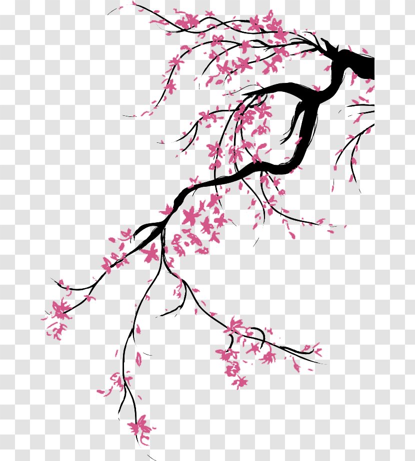 Cherry Blossom Drawing Painting - Petal - European Elements Transparent PNG