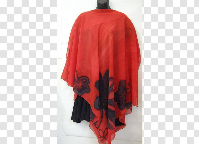 Outerwear Red Poncho Floral Design - Flower Transparent PNG