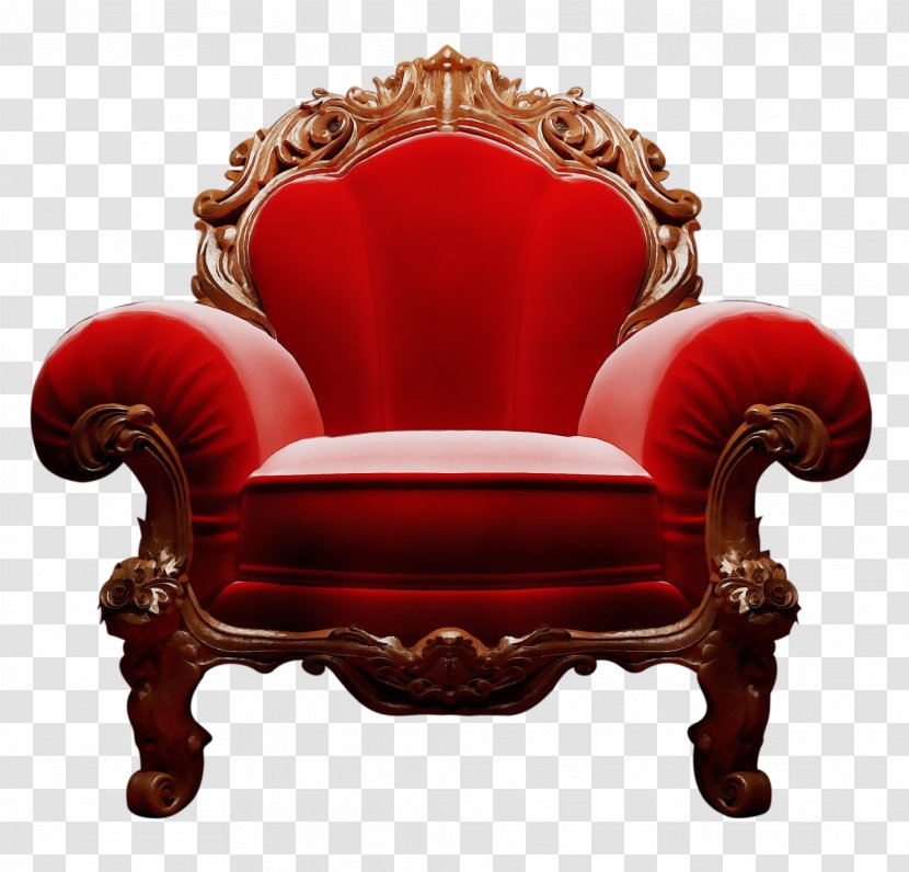 Furniture Chair Red Throne Antique - Watercolor - Carving Table Transparent PNG