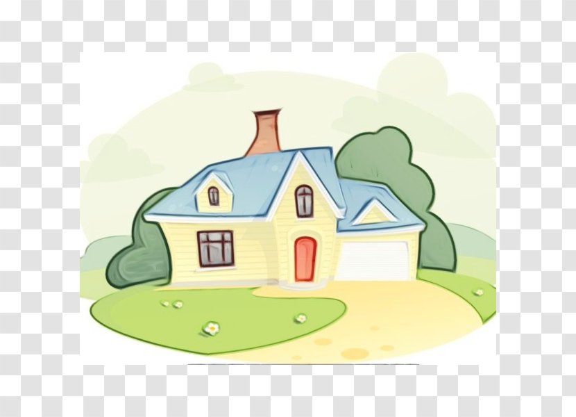 Green Cartoon House Home Real Estate - Cottage Building Transparent PNG