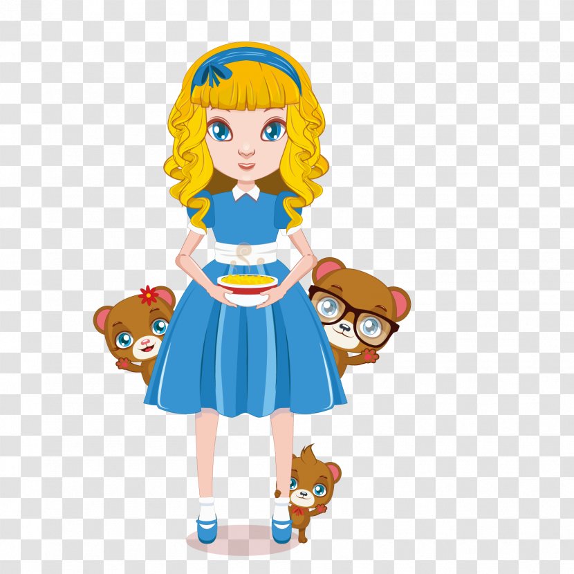 Goldilocks And The Three Bears Euclidean Vector Illustration - Blue - Little Princess Transparent PNG