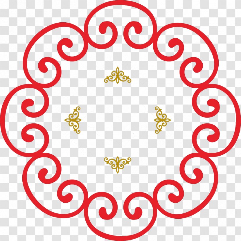 Ornament Flower Clip Art - Stock Photography - Red China Wind Flower-shaped Frame Material Transparent PNG
