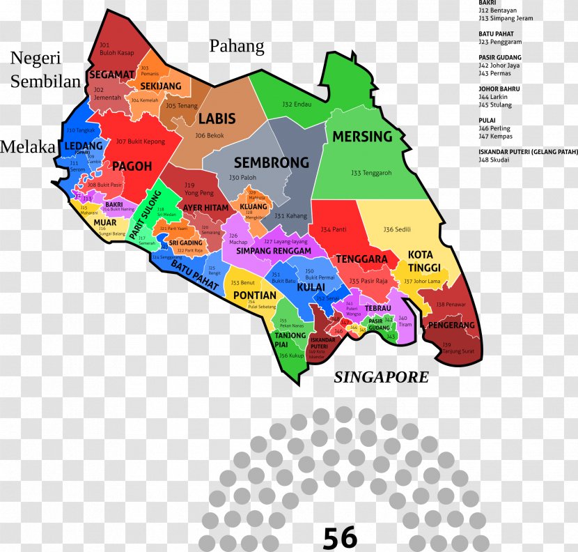 Malaysian General Election, 2018 Johor State Legislative Assembly 2013 Clip Art - Assemble Map Transparent PNG