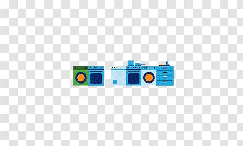 Blue Magnetic Tape - Cartoon - Hand-painted Radio Transparent PNG