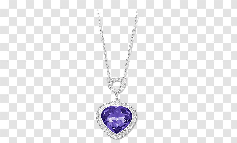 Locket Earring Swarovski AG Necklace Pendant - Purple - Jewelry Women Heart-shaped Transparent PNG