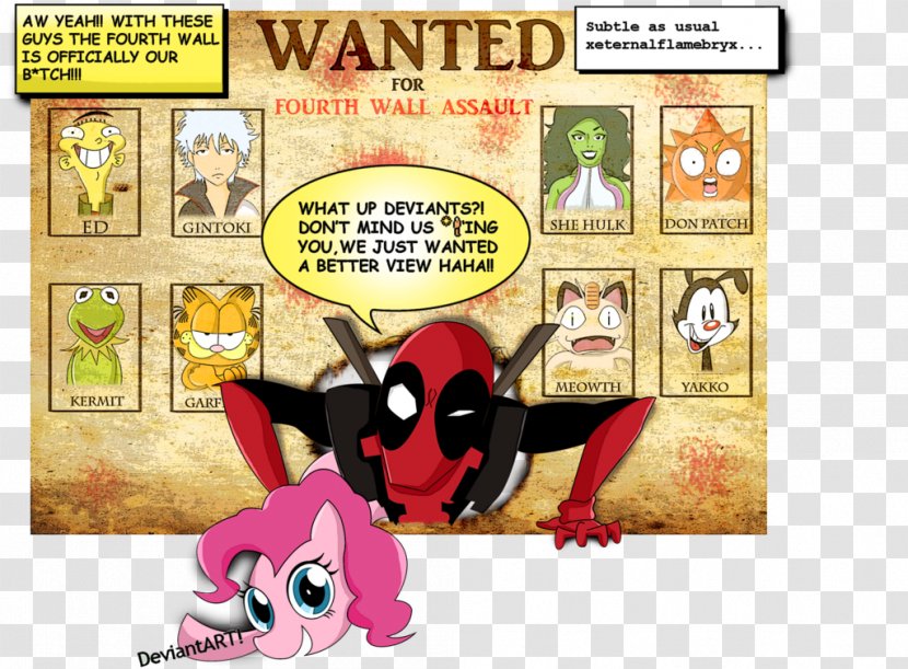 Deadpool Pinkie Pie Fourth Wall Comics Art - Yellow Flame Transparent PNG