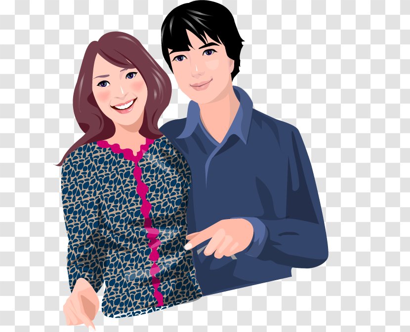 Shopping Couple Illustration - Cartoon - Creative Valentine's Day Transparent PNG