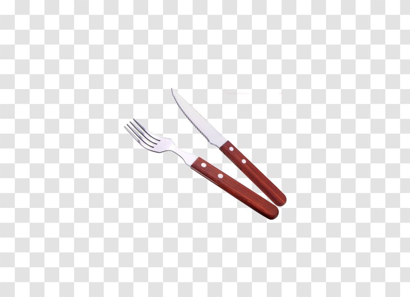 Knife Fork Handle Cutlery - Kitchen Utensil - Steak And Western Set (red Wooden Handle) Transparent PNG
