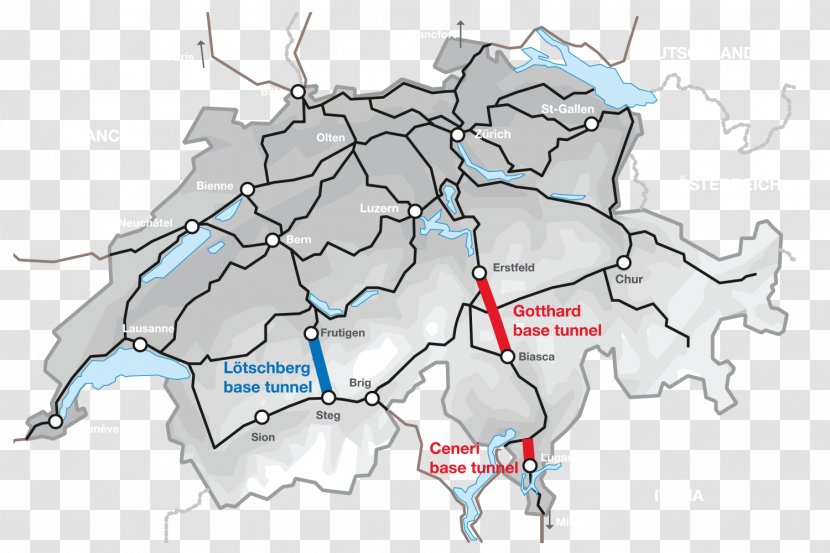 Gotthard Base Tunnel Road Pass Erstfeld - Area - Map Transparent PNG