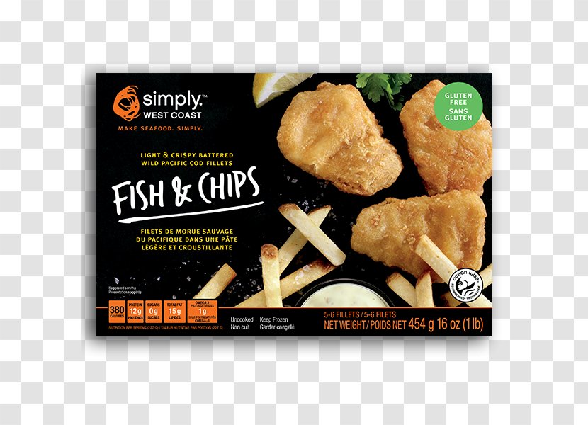 Fish And Chips Fast Food West Coast Of The United States Chicken Nugget Pacific Cod - Potato Chip Transparent PNG