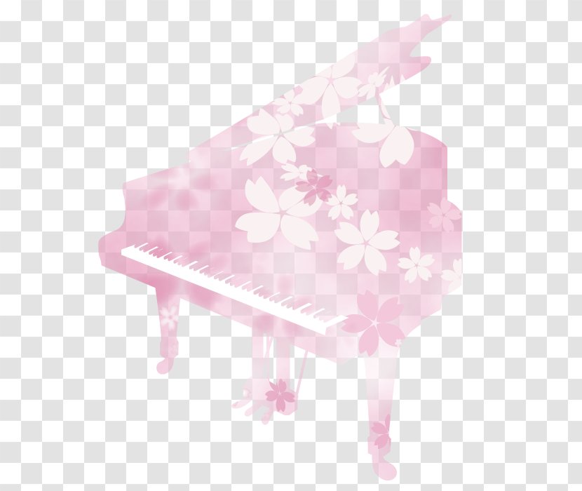 Cherry Blossom Piano Illustration. - Silhouette - Frame Transparent PNG
