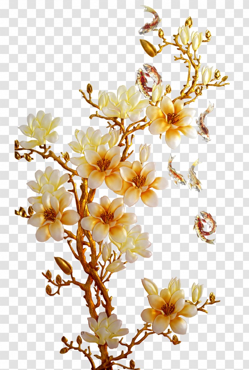 Golden Flower - Branch - Plant Transparent PNG
