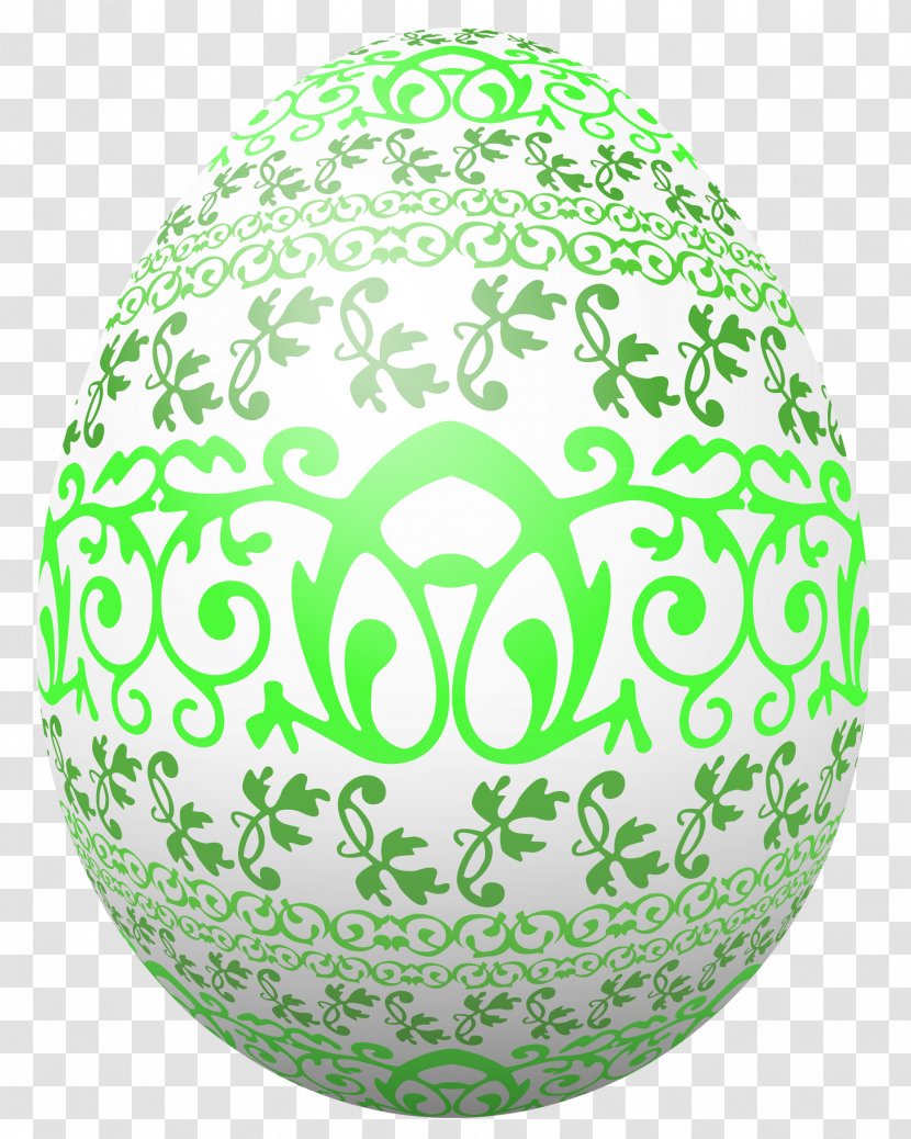 Easter Bunny Red Egg Clip Art - White With Green Decoration Clipart Picture Transparent PNG