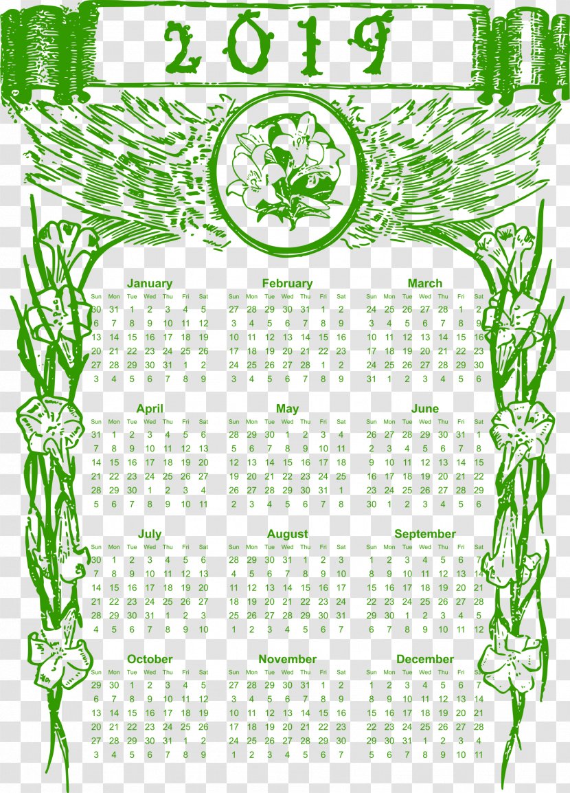 Free Printable 2019 Calendar Template In Easten Wi - Text - Easter Transparent PNG