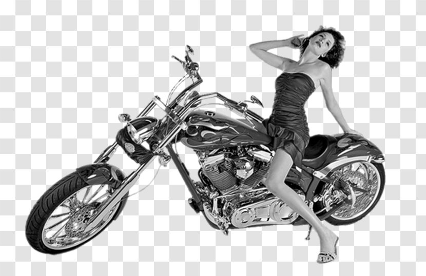 Motorcycle Black And White Chopper Female - Vehicle Transparent PNG