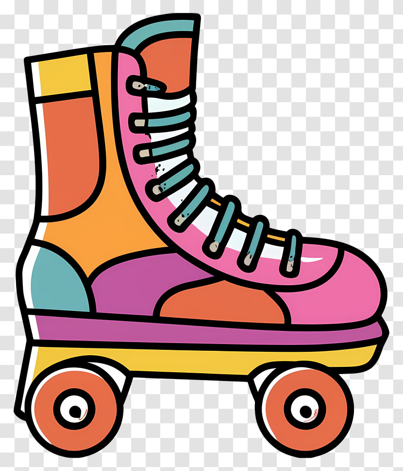 Cartoon - Colorful Vintage Roller Skate Transparent PNG