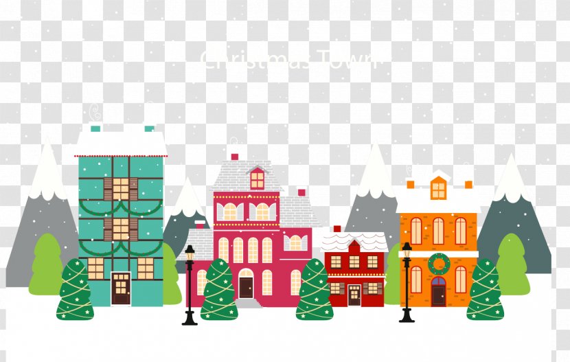 Christmas Village Illustration - Photography - Festive Atmosphere Of A Small Town Transparent PNG