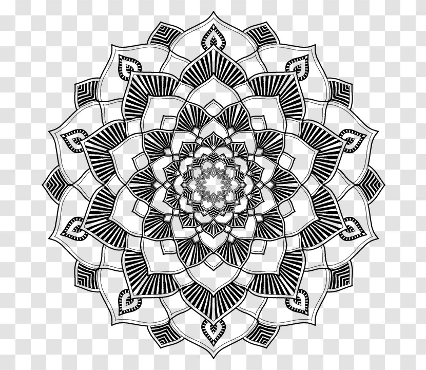 Mandala Coloring Book Sacred Geometry Line Art Clip - Flowering Plant - White Transparent PNG