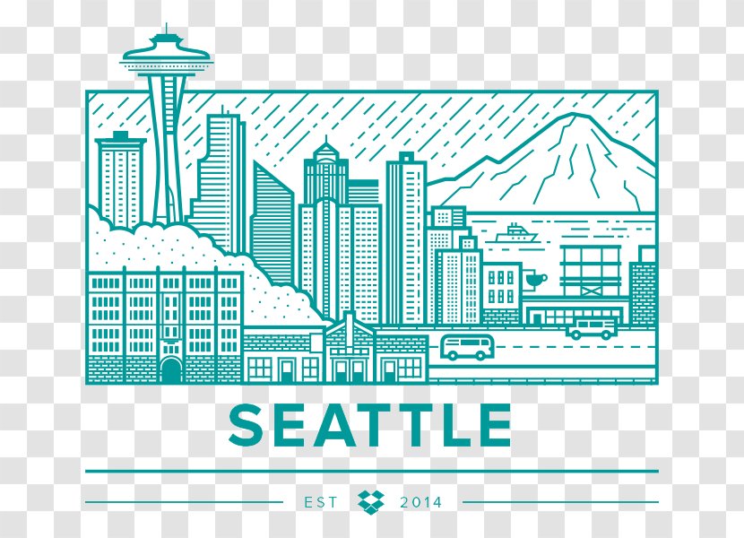 Dropbox Seattle Dribbble Illustration - City ​​building Transparent PNG