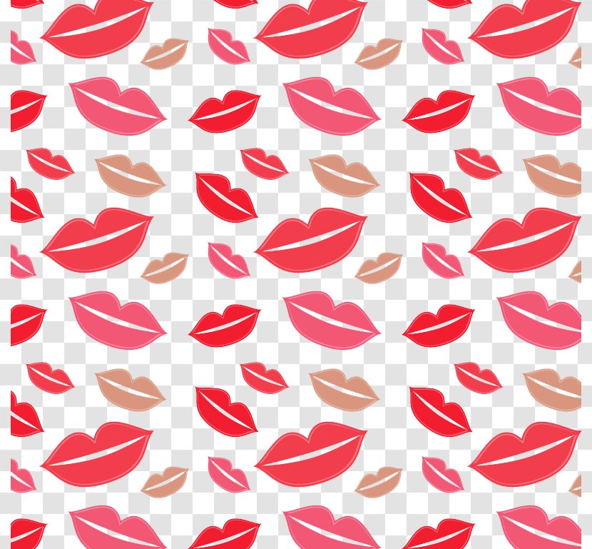 Lip Kiss - Point - Red Lips Seamless Vector Background Material Transparent PNG